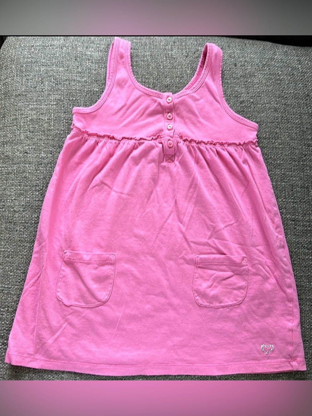 GapKids Girls Pink Scoop Neck Rhinestone Heart Sleeveless Tank Dress Size M 8